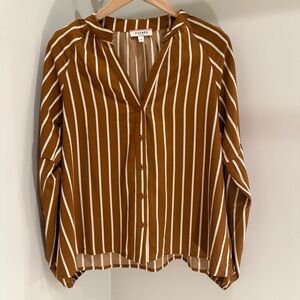 Andree Brown & White Striped Long Sleeve Top - Size Small